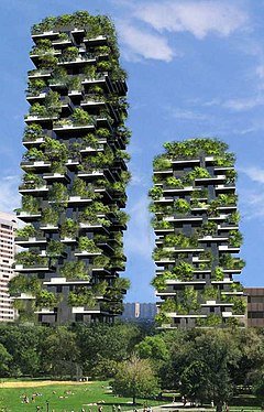 240px Bosco Verticale towers in Milan Italy 02 - مهندسی باغ سبز عمودی میلان در آسمان